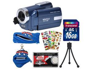 Vivitar DVR-508 HD Digital Video Camera Camcorder (Blue) with 16GB Card + Monstar Case & Pouch + Puffy Stickers + Tripod + Kit Vivitar DVR-508 HD Digital Video Camera Camcorder (Blue) with 16GB Card + Monstar Case & Pouch + Puffy Stickers + Tripod + Kit
