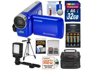Bell & Howell DV200HD HD Video Camera Camcorder with Built-in Video Light (Blue) with 32GB Card + Batteries & Charger + Case + Tripod + LED Video Light + Kit Bell & Howell DV200HD HD Video Camera Camcorder with Built-in Video Light (Blue) with 32GB Card + Batteries & Charger + Case + Tripod + LED Video Light + Kit