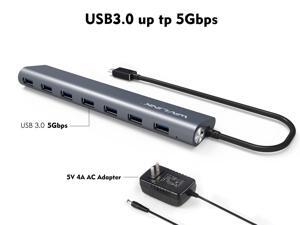 Wavlink USB 3.1 to USB 3.0 7-Port USB-C Hub Aluminum Hub Bus Multi-function USB Extender- 9.5" Built-in USB 3.1 Type C Extension Cable Transfer Rates Up to 5Gbps w/ 5V AC Power Adapter- Gray Wavlink USB 3.1 to USB 3.0 7-Port USB-C Hub Aluminum Hub Bus Multi-function USB Extender- 9.5" Built-in USB 3.1 Type C Extension Cable Transfer Rates Up to 5Gbps w/ 5V AC Power Adapter- Gray