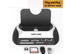 Hard Drive Docking Station with Card Reader and 2 Port USB Hub, Wavlink USB to SATA Hard Drive External Enclosure, For 2.5/3.5 inch HDD/SSD SATA I/II/III, Tool Free/One Touch Backup/UASP /SD/MMC/CF/MS Hard Drive Docking Station with Card Reader and 2 Port USB Hub, Wavlink USB to SATA Hard Drive External Enclosure, For 2.5/3.5 inch HDD/SSD SATA I/II/III, Tool Free/One Touch Backup/UASP /SD/MMC/CF/MS