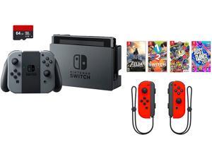 Nintendo Switch 7 items Bundle:Nintendo Switch 32GB Console Gray Joy-con,64GB SD Card and Nintendo Controllers Neon Red,4 Game Disc1-2-Switch Just Dance2017 The Legend of Zelda Super Bomberman R Nintendo Switch 7 items Bundle:Nintendo Switch 32GB Console Gray Joy-con,64GB SD Card and Nintendo Controllers Neon Red,4 Game Disc1-2-Switch Just Dance2017 The Legend of Zelda Super Bomberman R