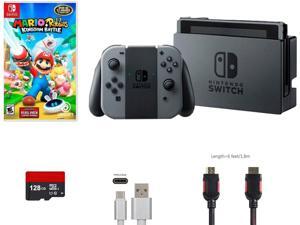 Nintendo Switch Bundle (5 items): 32GB Console Gray Joy-con, 128GB Micro SD Card, Game Disc-Mario + Rabbids Kingdom Battle, Type C Cable and HDMI Cable Nintendo Switch Bundle (5 items): 32GB Console Gray Joy-con, 128GB Micro SD Card, Game Disc-Mario + Rabbids Kingdom Battle, Type C Cable and HDMI Cable