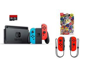 Nintendo Switch 4 items Bundle:Nintendo Switch 32GB Console Red and Blue Joy-con,64GB Micro SD Memory Card and an Extra Pair of Nintendo Joy-Con (L/R) Wireless Controllers Neon Red,Super Bomberman R Nintendo Switch 4 items Bundle:Nintendo Switch 32GB Console Red and Blue Joy-con,64GB Micro SD Memory Card and an Extra Pair of Nintendo Joy-Con (L/R) Wireless Controllers Neon Red,Super Bomberman R