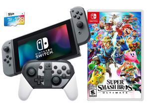Nintendo Switch Super Smash Bros. Ultimate Limited Bundle: SSB Ultimate Game with Limited Edition Pro Controller, Nintendo Switch 32GB Gaming Console with Gray Joy-Con and Extra 128GB SD Card Nintendo Switch Super Smash Bros. Ultimate Limited Bundle: SSB Ultimate Game with Limited Edition Pro Controller, Nintendo Switch 32GB Gaming Console with Gray Joy-Con and Extra 128GB SD Card