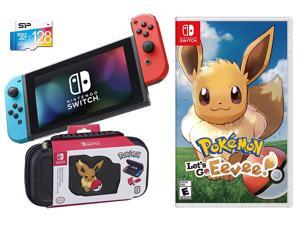 Nintendo Switch Pokemon Let's GO Eevee Starter Bundle: Pokemon Let's Go Eevee, Deluxe Travel Case, 128GB SD Card and Nintendo Switch 32GB Gaming Console with Neon Red and Blue Joy-Con Nintendo Switch Pokemon Let's GO Eevee Starter Bundle: Pokemon Let's Go Eevee, Deluxe Travel Case, 128GB SD Card and Nintendo Switch 32GB Gaming Console with Neon Red and Blue Joy-Con