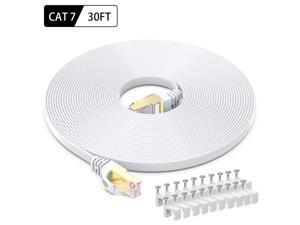 Cat7 Ethernet Cable, Nek Network Cable for Xbox PS4, High Speed Flat Internet Cord with Clips Rj45 Snagless Connector Fast Computer LAN Wire for Gaming, Switch, Modem, Router, Coupler-White 30FT Cat7 Ethernet Cable, Nek Network Cable for Xbox PS4, High Speed Flat Internet Cord with Clips Rj45 Snagless Connector Fast Computer LAN Wire for Gaming, Switch, Modem, Router, Coupler-White 30FT