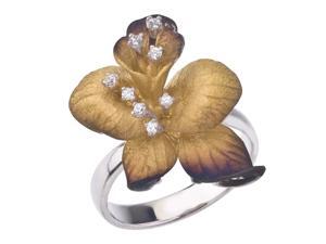 Jinyong Sterling Silver and Cubic Zirconia Flower Ring Jinyong Sterling Silver and Cubic Zirconia Flower Ring