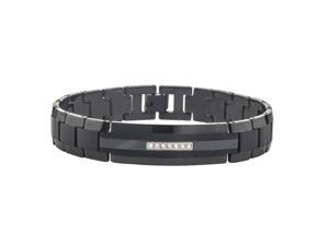 Mens Natural Diamond Black Tungsten Carbide ID Bracelet (0.15 cts) Mens Natural Diamond Black Tungsten Carbide ID Bracelet (0.15 cts)