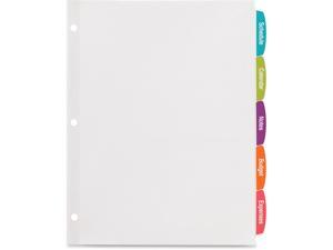Avery AVE14432 Easy Peel Label Tab Divider, 5 Tab White - Pack of 6 Avery AVE14432 Easy Peel Label Tab Divider, 5 Tab White - Pack of 6