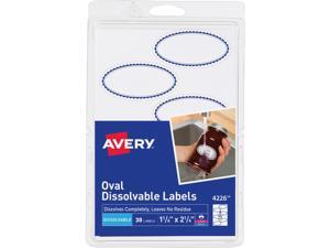 Avery Labels Oval Dissolvable 6UP 1-1/8"x2-1/4" 30/PK White 4226 Avery Labels Oval Dissolvable 6UP 1-1/8"x2-1/4" 30/PK White 4226