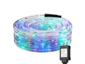 LE 33ft 240 LEDs Rope String Lights, 2700-2900K Warm White, Waterproof Indoor Outdoor LED Rope Lights for Garden Patio Wedding Party Thanksgiving (Power Adaptor Included) RGB-Adaptor Powered LE 33ft 240 LEDs Rope String Lights, 2700-2900K Warm White, Waterproof Indoor Outdoor LED Rope Lights for Garden Patio Wedding Party Thanksgiving (Power Adaptor Included) RGB-Adaptor Powered