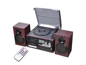 Bluetooth Record Player System with Speakers Stereo Turntable CD/Cassette AM/FM Remote Control Bluetooth Record Player System with Speakers Stereo Turntable CD/Cassette AM/FM Remote Control