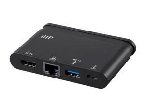 Monoprice USB-C to HDMI 4K@30Hz / USB 3.0 / Gigabit RJ45 / USB-C 100 Watt Adapter - Black with Folding USB Type-C Connector - Mobile Series Monoprice USB-C to HDMI 4K@30Hz / USB 3.0 / Gigabit RJ45 / USB-C 100 Watt Adapter - Black with Folding USB Type-C Connector - Mobile Series