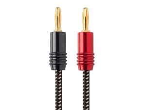 Monoprice Affinity Premium 14 Gauge AWG Braided Speaker Wire / Cable - 10ft Black with Gold Plated Banana Plug Connectors and Oxygen-Free Copper Conductors Monoprice Affinity Premium 14 Gauge AWG Braided Speaker Wire / Cable - 10ft Black with Gold Plated Banana Plug Connectors and Oxygen-Free Copper Conductors