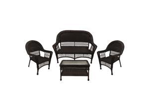 4-Piece Brown Resin Wicker Patio Furniture Set - 2 Chairs, Loveseat & Coffee Table 4-Piece Brown Resin Wicker Patio Furniture Set - 2 Chairs, Loveseat & Coffee Table