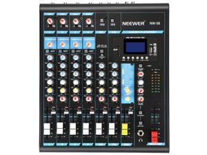 Neewer Stereo Mixer 8 Channel Compact DSP Effects Mini Mixing Console with USB 3 Band LED Level Indicator for Computer Microphone, and other Musical Instruments (NW-08) Neewer Stereo Mixer 8 Channel Compact DSP Effects Mini Mixing Console with USB 3 Band LED Level Indicator for Computer Microphone, and other Musical Instruments (NW-08)
