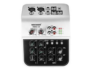 Neewer Mixing Console Compact Audio Sound 2-Channel Mixer for Condenser Microphone, with 48V Phantom Power 2 Band EQ 2-way Stereo Line Input RCA Input/Output 4 Band LED Level Indicator (NW02-1A) Neewer Mixing Console Compact Audio Sound 2-Channel Mixer for Condenser Microphone, with 48V Phantom Power 2 Band EQ 2-way Stereo Line Input RCA Input/Output 4 Band LED Level Indicator (NW02-1A)