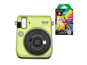 Fujifilm Instax Mini 70 Instant Camera with 10 Rainbow Film Sheets Kiwi Green Fujifilm Instax Mini 70 Instant Camera with 10 Rainbow Film Sheets Kiwi Green