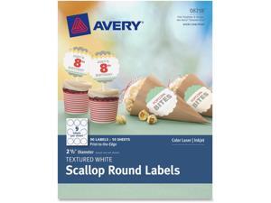 Avery Textured White Scallop Round Labels 08218, 2-1/2" Diameter, Pack of 90 Avery Textured White Scallop Round Labels 08218, 2-1/2" Diameter, Pack of 90