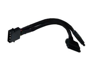 Phobya 4-Pin Molex to 2x SATA Power Splitter Cable - 15cm | Black (87464) Phobya 4-Pin Molex to 2x SATA Power Splitter Cable - 15cm | Black (87464)