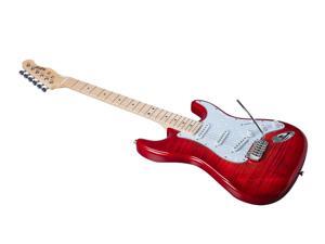 Monoprice Indio Cali DLX Flamed Maple Top Electric Guitar with Gig Bag Trans Red Monoprice Indio Cali DLX Flamed Maple Top Electric Guitar with Gig Bag Trans Red