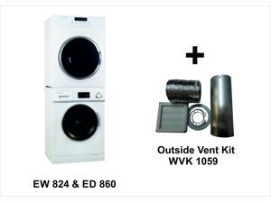 Equator Set of 1.6 cu.ft Compact Super Washer & 3.5 cu.ft Compact Standard Sensor Dryer with Outside Vent Kit WVK 1059 Equator Set of 1.6 cu.ft Compact Super Washer & 3.5 cu.ft Compact Standard Sensor Dryer with Outside Vent Kit WVK 1059