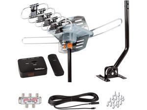 FiveStar Outdoor Antenna Up to 150 Mile Long Range 360 Degree Rotation Antenna, UHF/VHF/FM Radio with Infrared Remote Control Advanced Design Plus Installation Kit and J-Pole FiveStar Outdoor Antenna Up to 150 Mile Long Range 360 Degree Rotation Antenna, UHF/VHF/FM Radio with Infrared Remote Control Advanced Design Plus Installation Kit and J-Pole