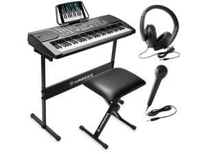 Hamzer 61-Key Portable Electronic Keyboard Piano with Stand, Stool, Headphones & Microphone Hamzer 61-Key Portable Electronic Keyboard Piano with Stand, Stool, Headphones & Microphone