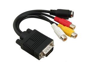 VGA to S-Video 3 RCA Composite AV TV Out Adapter Converter Cable for PC Laptop VGA to S-Video 3 RCA Composite AV TV Out Adapter Converter Cable for PC Laptop