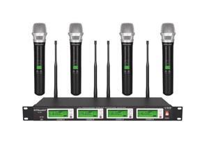 GTD Audio 4x800 Channel UHF Diversity Wireless Handheld Microphone Mic System GTD Audio 4x800 Channel UHF Diversity Wireless Handheld Microphone Mic System