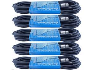 5PACK 25 ft foot XLR male to female MIC microphone extension cables audio cords 5PACK 25 ft foot XLR male to female MIC microphone extension cables audio cords