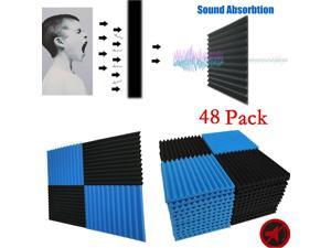 48 Pack Acoustic Foam Studio Soundproofing Foam Panel Wedge Tiles 12"x12" Black Blue 48 Pack Acoustic Foam Studio Soundproofing Foam Panel Wedge Tiles 12"x12" Black Blue