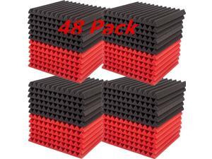 48 Pack Acoustic Foam Studio Soundproofing Foam Panel Wedge Tiles 12"x12" Black Red 48 Pack Acoustic Foam Studio Soundproofing Foam Panel Wedge Tiles 12"x12" Black Red