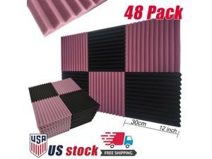 48 Pack Acoustic Foam Studio Soundproofing Foam Panel Wedge Tiles 12"x12" Black Purple 48 Pack Acoustic Foam Studio Soundproofing Foam Panel Wedge Tiles 12"x12" Black Purple