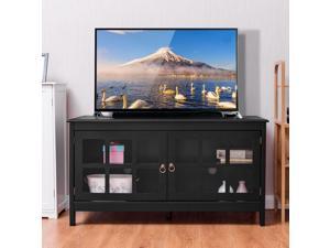 50” TV Stand Modern Wood Storage Console Entertainment Center w/ 2 Doors Black 50” TV Stand Modern Wood Storage Console Entertainment Center w/ 2 Doors Black