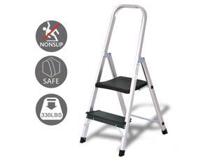 2 Step Aluminum Ladder Folding Non-Slip Work Platform Stool 330Lbs Load Capacity 2 Step Aluminum Ladder Folding Non-Slip Work Platform Stool 330Lbs Load Capacity