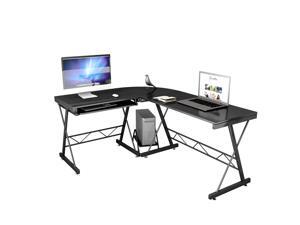 L-Shape Corner Computer Desk PC Laptop Table Study Workstation Home Office Black L-Shape Corner Computer Desk PC Laptop Table Study Workstation Home Office Black