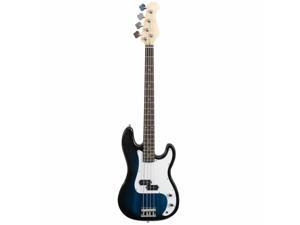 Full Size Electric Bass Guitar 4 String with Strap Guitar Bag Amp Cord Blue Full Size Electric Bass Guitar 4 String with Strap Guitar Bag Amp Cord Blue