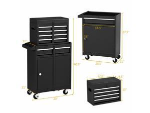 2 in 1 Tool Chest & Cabinet with Sliding Drawers Rolling Garage Organizer Black 2 in 1 Tool Chest & Cabinet with Sliding Drawers Rolling Garage Organizer Black