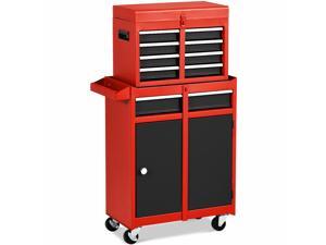 2 in 1 Tool Chest & Cabinet with 5 Sliding Drawers Rolling Garage Box Organizer 2 in 1 Tool Chest & Cabinet with 5 Sliding Drawers Rolling Garage Box Organizer