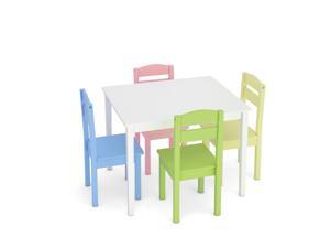 5 Piece Kids Wood Table Chair Set Activity Toddler Playroom Furniture Colorful 5 Piece Kids Wood Table Chair Set Activity Toddler Playroom Furniture Colorful