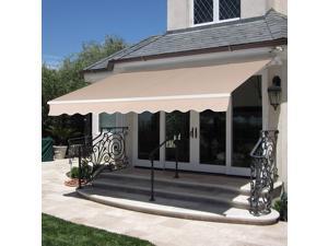 MCombo 12x10 FT Patio Awning Retractable Manual Commercial Grade - Quality 100% 280G Polyester Window Door Sunshade Aluminum Frame Beige MCombo 12x10 FT Patio Awning Retractable Manual Commercial Grade - Quality 100% 280G Polyester Window Door Sunshade Aluminum Frame Beige