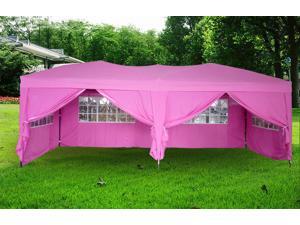 MCombo 20x10 Feet EZ Pop Up Tent 4 Walls Party Instant Shelter Canopy Sun Shelter Setup with Carry Bag, Pink MCombo 20x10 Feet EZ Pop Up Tent 4 Walls Party Instant Shelter Canopy Sun Shelter Setup with Carry Bag, Pink