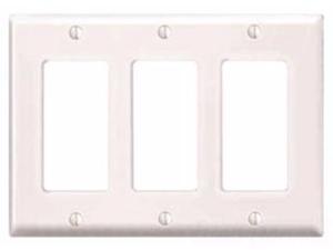 Leviton 80411-NW 3-Gang Decora/GFCI Device Wallplate, Standard Size, Thermoset, Device Mount, White Leviton 80411-NW 3-Gang Decora/GFCI Device Wallplate, Standard Size, Thermoset, Device Mount, White