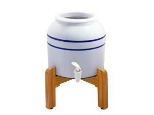 New Wave Enviro 796515300369 Porelain Dispenser with Wood Counter Stand, Blue Striped New Wave Enviro 796515300369 Porelain Dispenser with Wood Counter Stand, Blue Striped