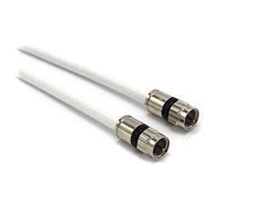 30' feet white RG6 coax, coaxial cable with two male F-pin Male connectors 30' feet white RG6 coax, coaxial cable with two male F-pin Male connectors