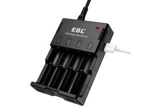 EBL iQuick Battery Charger for 18650 14500 Lithium Li-ion Ni-MH Ni-CD AA AAA C Rechargeable Batteries with USB Port EBL iQuick Battery Charger for 18650 14500 Lithium Li-ion Ni-MH Ni-CD AA AAA C Rechargeable Batteries with USB Port