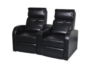 vidaXL Artificial Leather Home Cinema Recliner Reclining Sofa 2-seat Black vidaXL Artificial Leather Home Cinema Recliner Reclining Sofa 2-seat Black