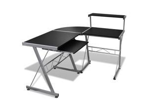 vidaXL Computer Desk Workstation With Pull Out Keyboard Tray Black vidaXL Computer Desk Workstation With Pull Out Keyboard Tray Black