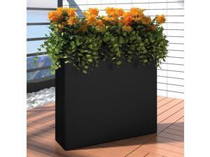 vidaXL Garden Raised Bed with 4 Pots Poly Rattan Black Lawn Flower Container vidaXL Garden Raised Bed with 4 Pots Poly Rattan Black Lawn Flower Container